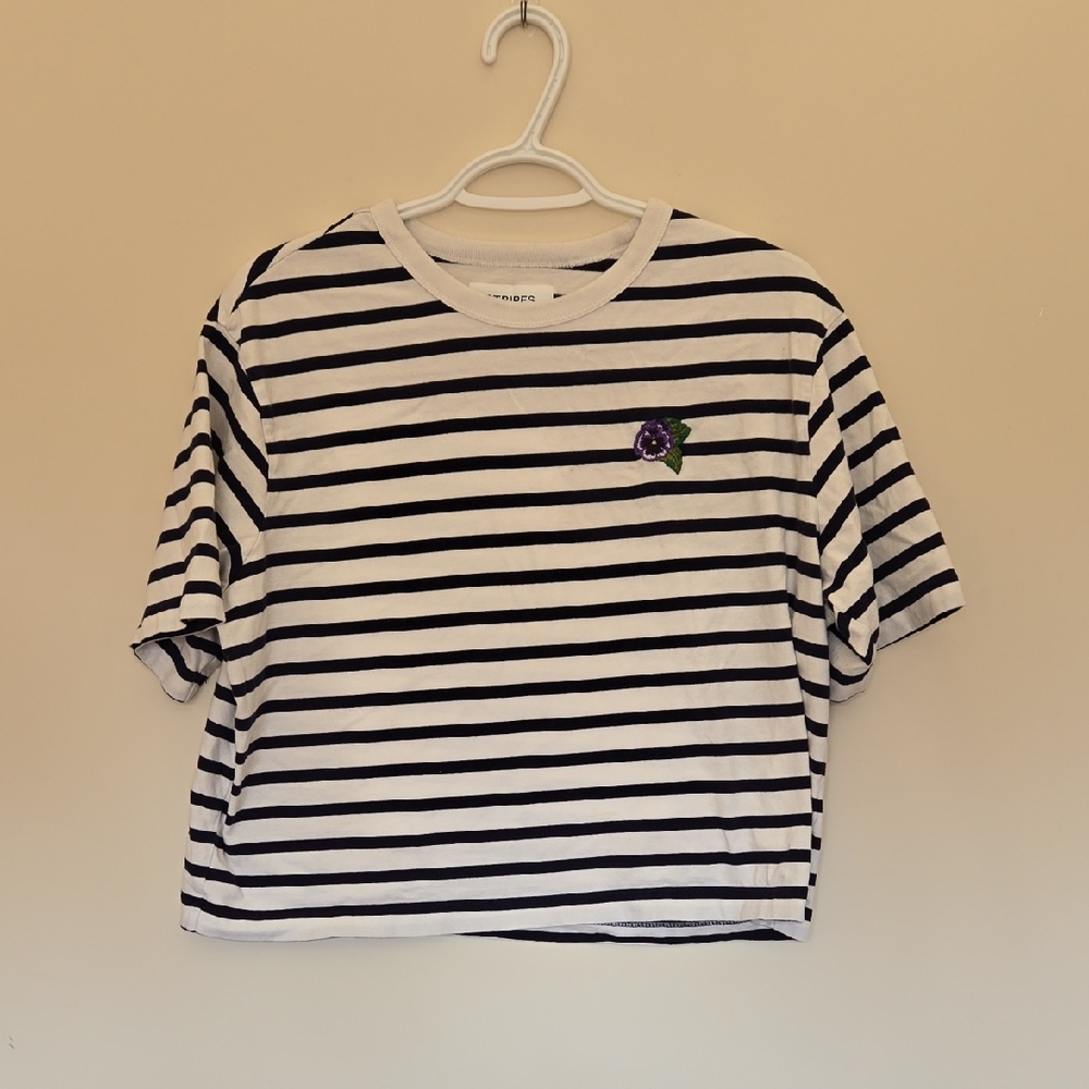 Striped Shirt With Embroidered Flower